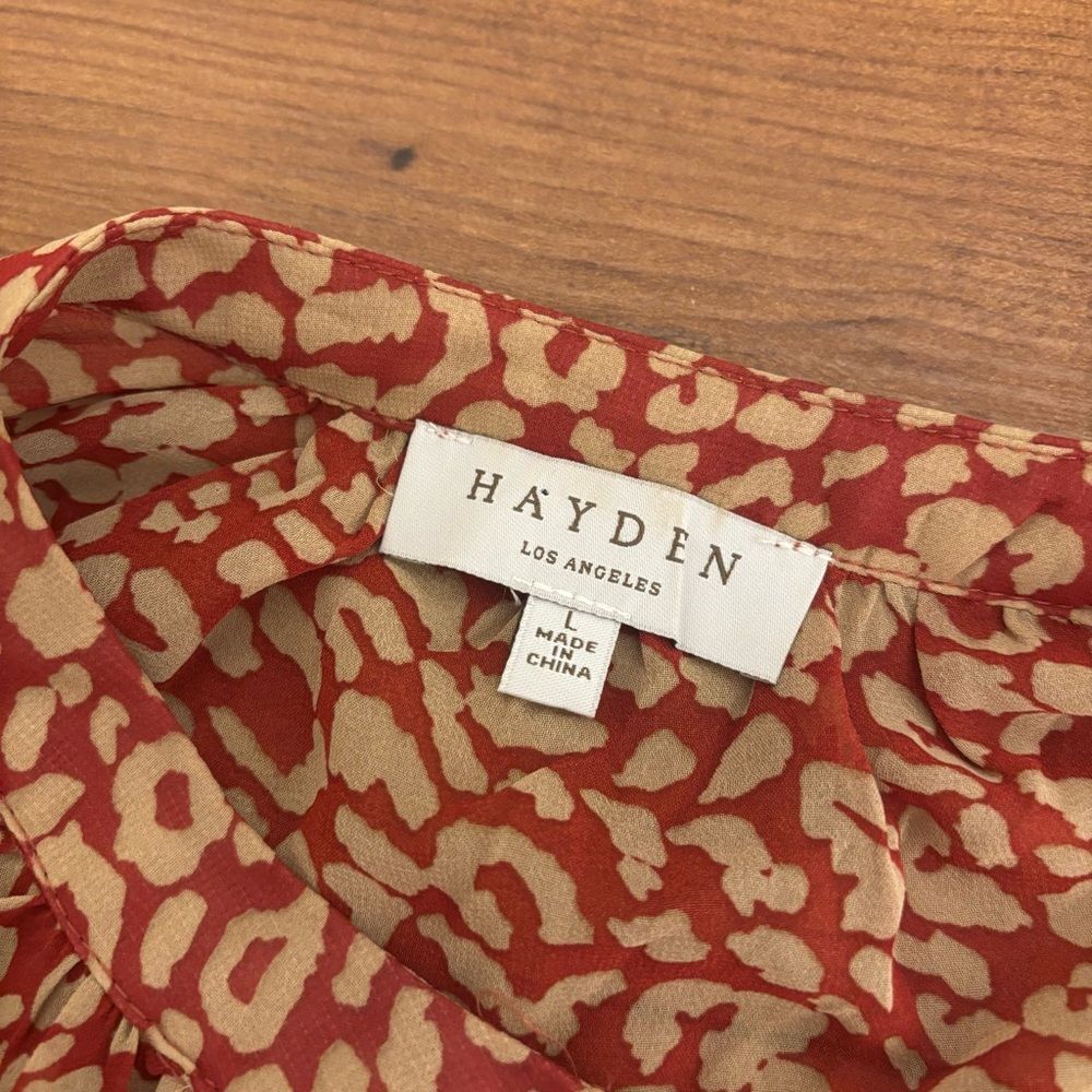 Hayden Los Angeles Size large Women's Blouse Sheer Animal Print Top - Picture 8 of 9